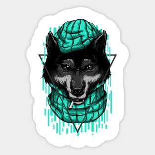 Bad Wolf Cartoon Blue Sticker